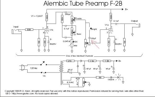 Схема преампа Alembic F-2B