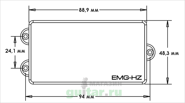 Размеры звукоснимателя для бас-гитары EMG MMHZ