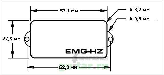 Размеры звукоснимателя для бас-гитары EMG PX
